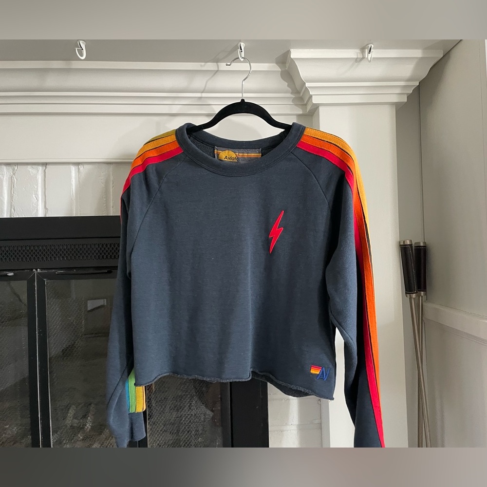 Aviator Nation - Bolt Embroidery Classic Cropped Crew Sweatshirt. Worn once.